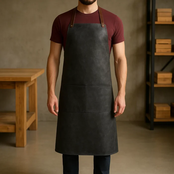 Barista Leather Aprons | Jet Black Utility Barista Apron in USA