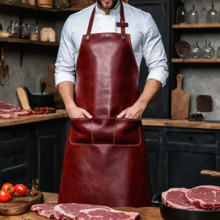 Bold Red Grill Leather Apron