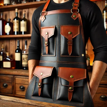 Premium Brown Black Leather Apron