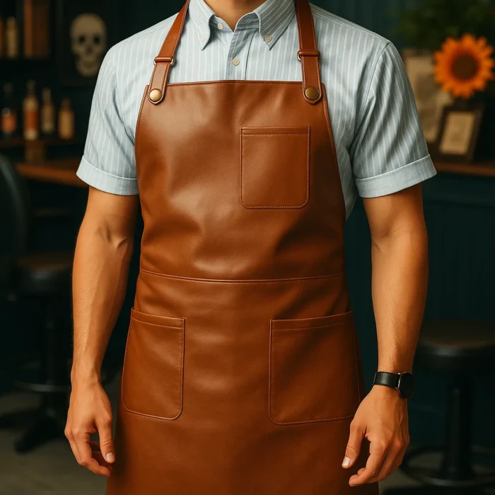 Barber Apron | Brown Pro Leather Apron in United States